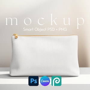 Schminktäschchen Mockup, Schminktasche Mockup, Tasche Mockup, PSD Mockup, Weiße Reißverschlusstasche Mockup, Schminktasche Mockup