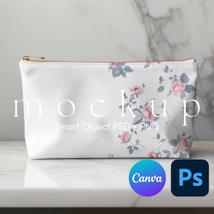 Makeup Bag Mockup, Make-up Bag Mockup, Make-up Pouch Mockup, Bag Mockup, PSD Mockup, White Zipper Bag Mockup,