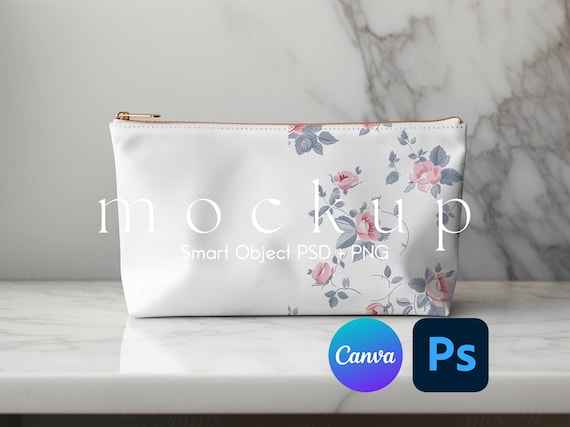 Makeup Bag Mockup, Make-up Bag Mockup, Make-up Pouch Mockup, Bag Mockup, PSD Mockup, White Zipper Bag Mockup,