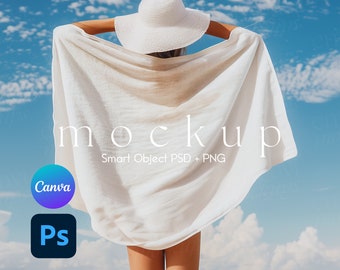 Strandtuch Mockup, Handtuch Mockup, Handtuch MockUp, Canva PNG und Smart Objekt PSD