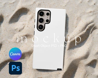 Samsung Galaxy S24 Ultra Phone Case Mockup, Tough Case Phone Case Mock Up, S24 Ultra Case Mockup, Smart Object PSD and Canva PNG