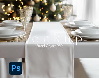 Table Runner Mockup, Christmas Table Runner Mockup, Blank Table Runner Design, Photoshop Table Runner, All-Over Printing Table Runner Mockup