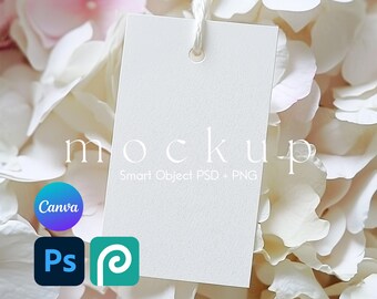 Favor Tag Mockup, Gift Tag Mockups, Thank You Tag Mockup, 2x3.5 Rectangle Gift Tag Mockup, Tag Mockup, Canva PNG and Smart Object PSD