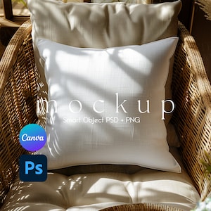 Pillow Mockup, Pillow Mock Ups, Smart Object PSD and Canva PNG, Pillow Mock Up, Throw Pillow Mockup