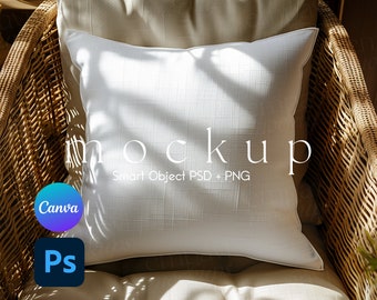 Maqueta de almohada, maquetas de almohadas, objetos inteligentes PSD y Canva PNG, maqueta de almohada, maqueta de almohada decorativa