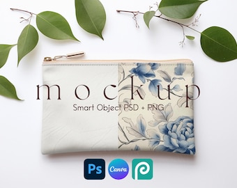 Schminktasche Mockup, weiße Reißverschlusstasche Mockup, Schminktasche Mockup, Schminktasche Mockup, Tasche Mockup, PSD Mockup