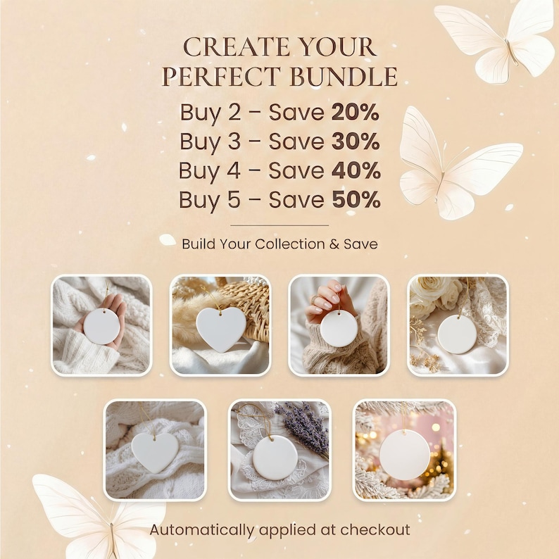 Ornament Mockup Set of 3, Family Ornament Mockup, Round Ceramic Christmas Ornament Flatlay, Matching Ornament Set, Canva PSD Mockup image 7