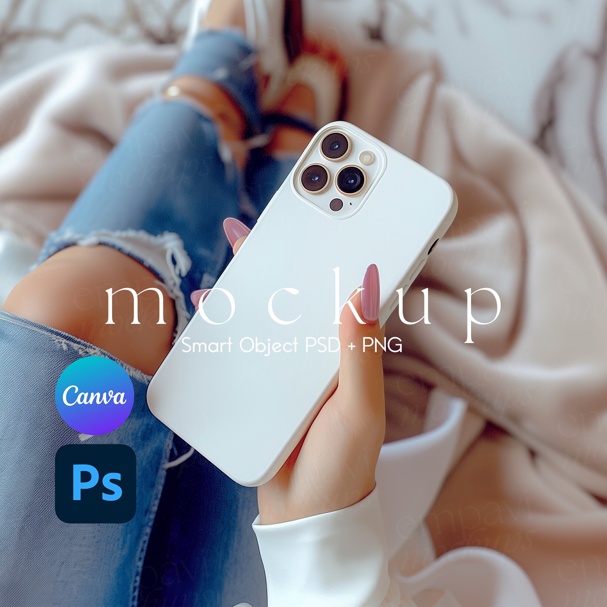 iPhone Case Mockup, Phone Case Mockup, Phone Case Mock Up, Smart Object PSD and Canva PNG