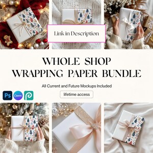 Present Mockup, Wrapping Paper Mockup Canva, Wrapping Paper Mockup, Christmas Wrapping Paper Mockup, Smart Object PSD and Canva PNG image 7