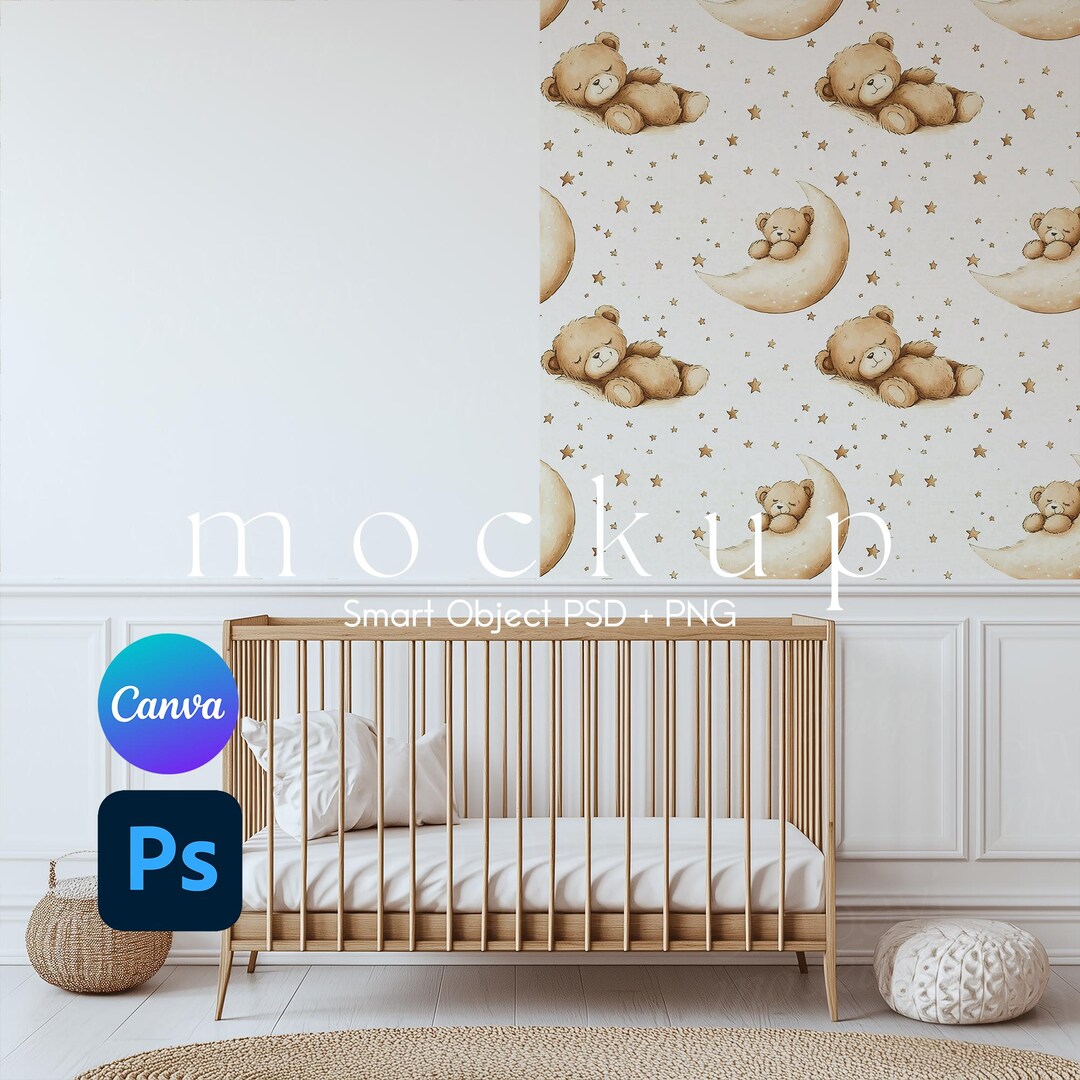 Nursery Wallpaper Mockup, Digital Baby Room Decor, Wall Art Mockup ...