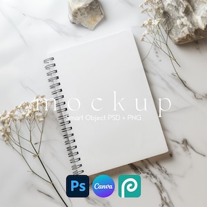 Spiral Notebook Mockup, Notebook Mockup, Journal Mockup, Spiral Planner Canva PNG and Smart Object PSD