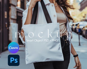 Tote Bag Mockup, AOP Tote Bag Mockup, Tote Mockup, Mockup Tote Bag, Bag Mockup, Smart Object PSD and Canva PNG