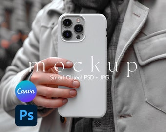 Phone Case Mockup, Smart Object PSD and Canva PNG, iPhone Mock Up, iPhone Case Mockup, iPhone Mockup