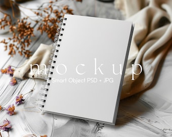 Journal Mockup, Notebook Mockup, Spiral Notebook Mockup, Spiral Planner PNG and PSD