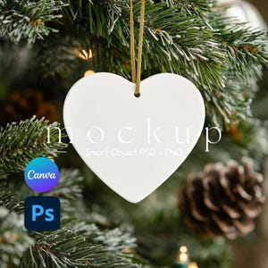 Heart Ornament Mockup, Ornament Mockup, Christmas Ornament Mockup, Ceramic Ornament Mockup, Ornament Mockups, Smart Object PSD and Canva PNG