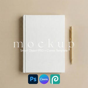 Journal Mockup, Printify Hardcover Journal Matte Canva Drag and Drop Template, Milestone Planner PSD Smart Object, Book Cover Mockup