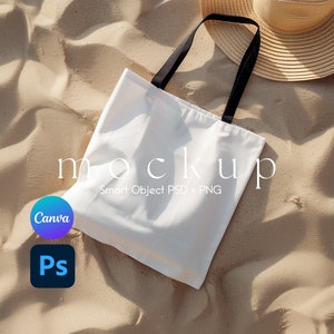Tote Bag Mockup, AOP Tote Bag Mockup, Tote Mockup, Mockup Tote Bag, Bag Mockup, Smart Object PSD and Canva PNG