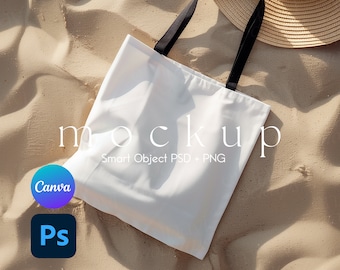 Tote Bag Mockup, AOP Tote Bag Mockup, Tote Mockup, Mockup Tote Bag, Bag Mockup, Smart Object PSD and Canva PNG
