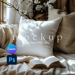 Pillow Mockup, Throw Pillow Mockup, Pillow Mock Ups, Pillow Mock Up, Smart Object PSD and Canva PNG