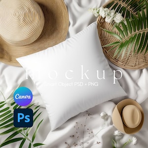 Pillow Mockup, Pillow Mock Ups, Pillow Mock Up, Printify Pillow Mockup, Smart Object PSD and Canva PNG
