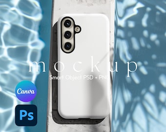 Phone Case Mockup, Tough Case Mockup, Galaxy S24 Case Mockup, Samsung Galaxy S24 Mockup, Smart Object PSD and Canva PNG
