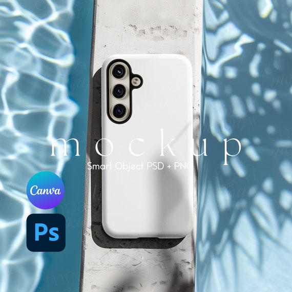 Phone Case Mockup, Tough Case Mockup, Galaxy S24 Case Mockup, Samsung Galaxy S24 Mockup, Smart Object PSD and Canva PNG