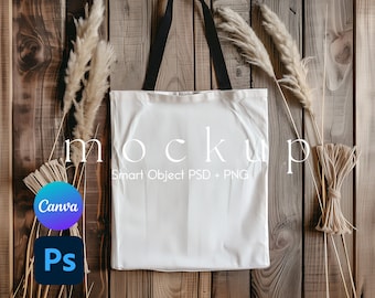 Tote Bag Mockup, AOP Tote Bag Mockup, Tote Mockup, Mockup Tote Bag, Smart Object PSD and Canva PNG