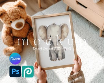 Din A Nursery Frame Mockup, Wall Art Mockup, Frame Mock Up For Kids Room, Nursery Frame Mockup for Canva and Photoshop, Kids Room Mockup