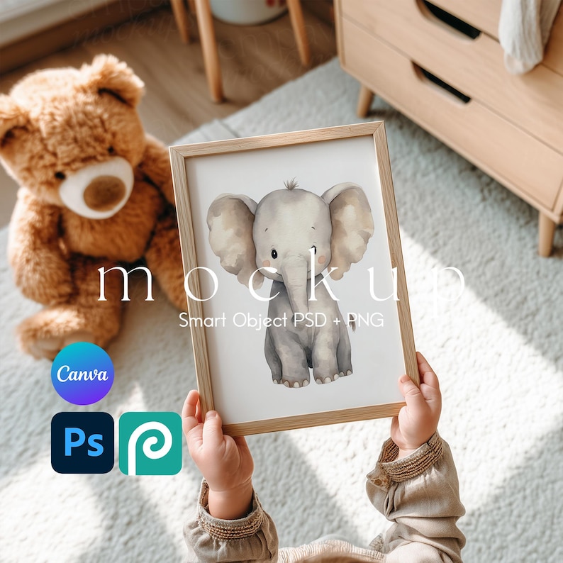 Din A Nursery Frame Mockup, Wall Art Mockup, Frame Mock Up For Kids Room, Nursery Frame Mockup for Canva and Photoshop, Kids Room Mockup