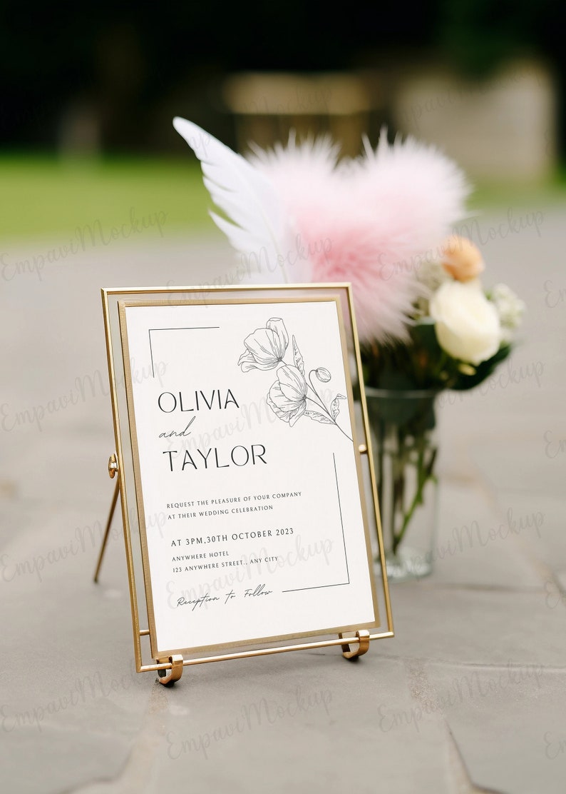 5x7 Table Number Mockup, Luxury Frame, Gold Table Numbers, Gold Frame Mockup, Single Frame Mockup, Wedding Sign Mockup, 5x7 Picture Frame image 4