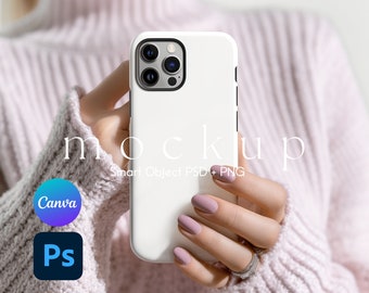 Phone Case Mockup, Tough Case Mockup, iPhone Case Mockup, Smart Object PSD and Canva PNG