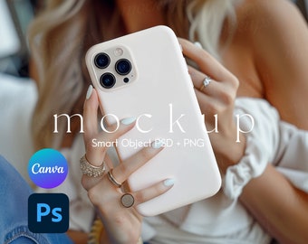 Phone Case Mockup, iPhone Cover Mockup, iPhone Case Mockups, Phone Case Smart Object PSD and Canva PNG