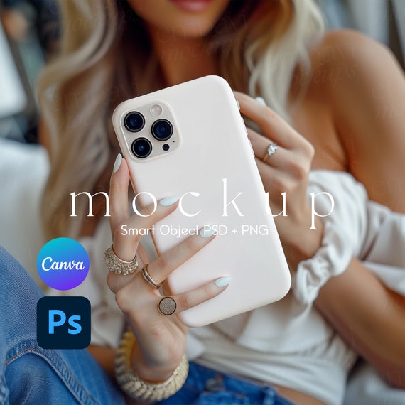 Phone Case Mockup, iPhone Cover Mockup, iPhone Case Mockups, Phone Case Smart Object PSD and Canva PNG