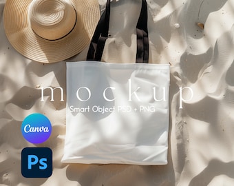 Tote Bag Mockup, Mockup Tote Bag, AOP Tote Bag Mockup, Tote Mockup, Bag Mockup, Smart Object PSD and Canva PNG