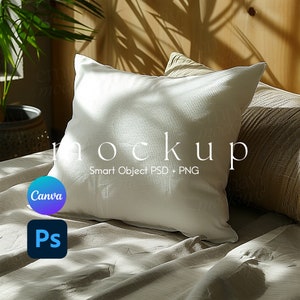 Pillow Mockup, Smart Object PSD and Canva PNG, Pillow Mock Ups, Throw Pillow Mockup, Pillow Mock Up