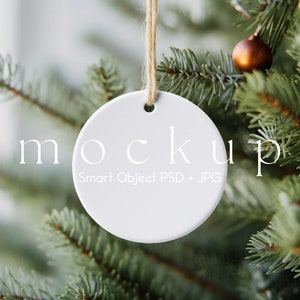 Round Ceramic Ornament Mockup, Christmas Ornament Mockup, Christmas Mockup, Ceramic Ornament Mockup, PSD Mockup