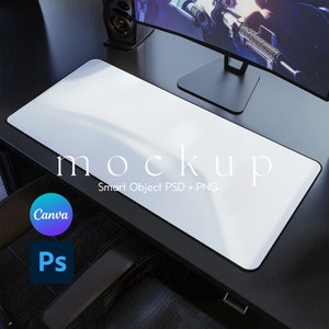 Desk Mat Mockup, Mousepad Mockup, Custom Desk Mat, Canva PNG and Smart Object PSD