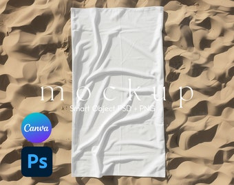Handtuch Mockup, Strandtuch Mockup, Handtuch MockUp, Canva PNG und Smart Objekt PSD