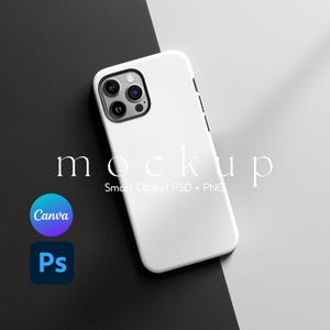 Phone Case Mockup, Black and White Tough Case Mockup, Phone Case Mock Up, iPhone Cover Mockup, Phone Case Canva PNG and Smart Object PSD