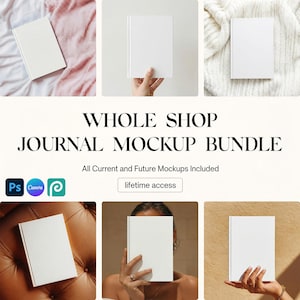 Journal Mockup Bundle, Hardcover Journal Mockup, Journal Canva Drag and Drop Template, Printify Journal Matte PSD Smart Object image 1