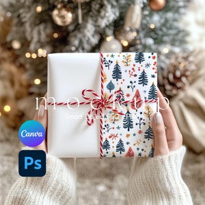 Wrapping Paper Mockup, Present Mockup, Wrapping Paper Mockup Canva, Christmas Wrapping Paper Mockup, Smart Object PSD and Canva PNG