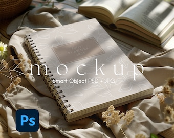 Notebook Mockup, Spiral Notebook Mockup, Journal Mockup, Spiral Planner PNG and PSD