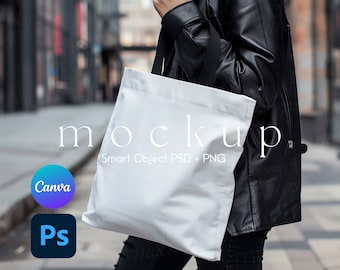 Mockup Tote Bag, Tote Bag Mockup, AOP Tote Bag Mockup, Tote Mockup, Bag Mockup, Smart Object PSD and Canva PNG