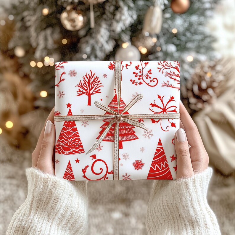 Present Mockup, Wrapping Paper Mockup Canva, Wrapping Paper Mockup, Christmas Wrapping Paper Mockup, Smart Object PSD and Canva PNG image 5