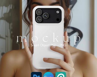 Maquette de coque de téléphone pour iPhone 17 Pro Max, coque rigide, maquette de coque de téléphone, maquette de coque pour iPhone, maquette pour iPhone, objet intelligent PSD et Canva PNG