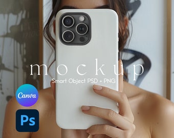 Tough Case Mockup, Telefon Case Mockup, iPhone Case Mockup, iPhone Mockup, Smart Objekt PSD und Canva PNG