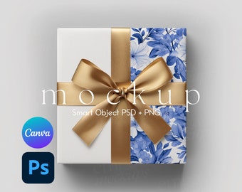 Geschenkpapier Mockup, Geschenkpapier Mockup Canva, Geschenk Mockup, Weihnachtsgeschenkpapier Mockup, Smart Objekt PSD und Canva PNG