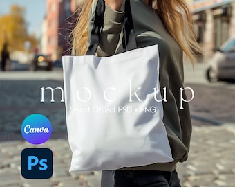 Tote Mockup, AOP Tote Bag Mockup, Mockup Tote Bag, Tote Bag Mockup, Bag Mockup, Smart Object PSD and Canva PNG