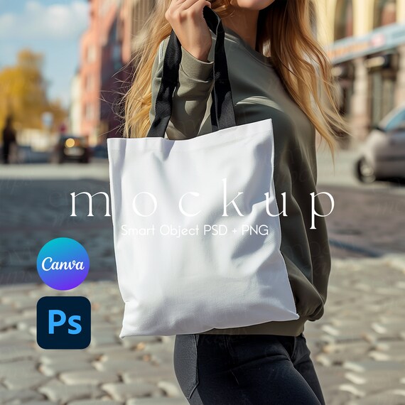 Tote Mockup, AOP Tote Bag Mockup, Mockup Tote Bag, Tote Bag Mockup, Bag Mockup, Smart Object PSD and Canva PNG