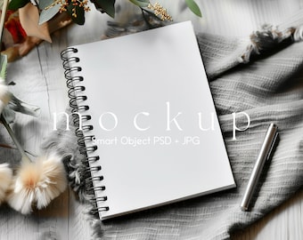 Notebook Mockup, Spiral Notebook Mockup, Journal Mockup, Spiral Planner PNG and PSD